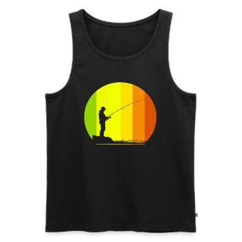 Angeln AngelnmitFreunden - Männer Premium Bio Tank Top - Schwarz - Vorne - Michal (187cm)