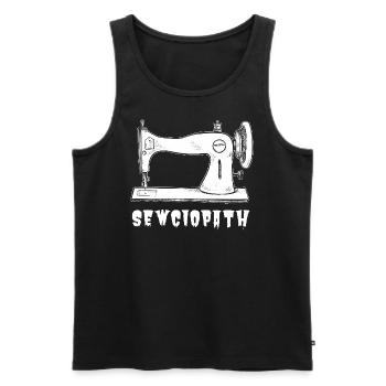 Funny Sewing Machine Design – Sewciopath - Men's Premium Organic Tank Top - black - Front - Michal (187cm)