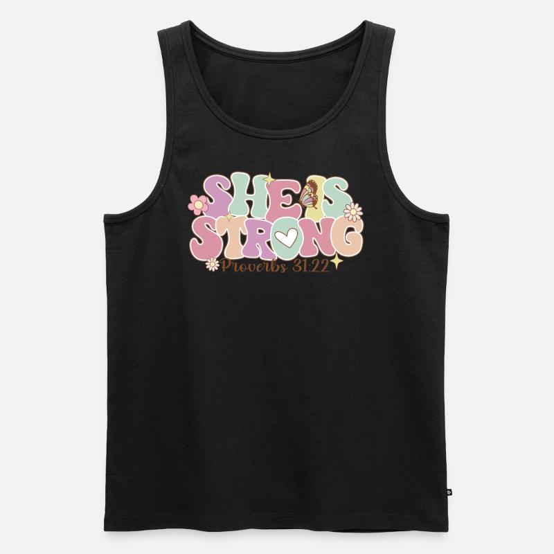 She Is Strong - Männer Premium Bio Tank Top - Schwarz