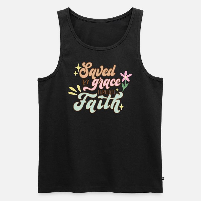 Gerettet durch Gnade - Männer Premium Bio Tank Top - Schwarz