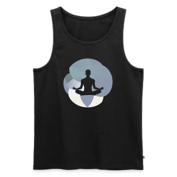 Méditation Yoga Pleine conscience - Débardeur bio Premium Homme - noir - Devant - Michal (187cm)