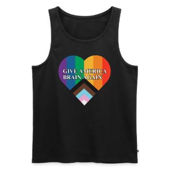 Give America Brian Again Pride Flag Heart - Männer Premium Bio Tank Top - Schwarz - Vorne - Michal (187cm)