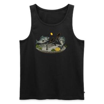 Fish Tennis Table - Men's Premium Organic Tank Top - black - Front - AI Model Male 178 light (178cm)