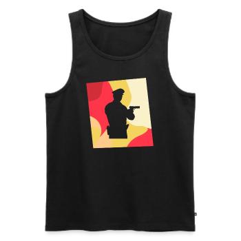 Enquête policière - Débardeur bio Premium Homme - noir - Devant - AI Model Male 178 light (178cm)