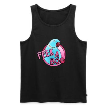 blauer Halsbandsittich „Peek-a-boo“ - Männer Premium Bio Tank Top - Schwarz - Vorne - AI Model Male 178 light (178cm)