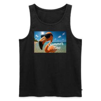 Suns Out, Shades On – Flamingo Style - Men's Premium Organic Tank Top - black - Front - AI Model Male 178 light (178cm)