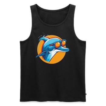 Dolphin with sunglasses - Men's Premium Organic Tank Top - black - Front - Michal (187cm)