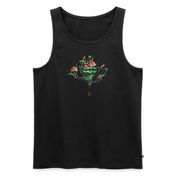 Chinesisch_Blumen in the Forbidden Stadt_Lotus1420 - Men's Premium Organic Tank Top - black - Front - AI Model Male 178 light (178cm)