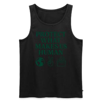 Protect what makes us human | Design mit Botschaft - Männer Premium Bio Tank Top - Schwarz - Vorne - Michal (187cm)