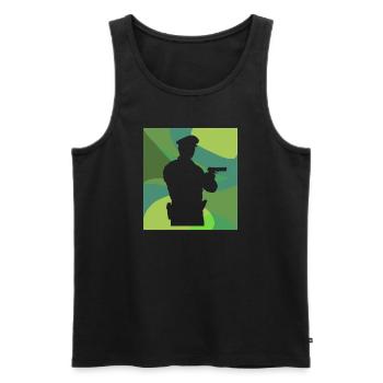 Agent de police Sécurité du travail - Débardeur bio Premium Homme - noir - Devant - AI Model Male 178 light (178cm)