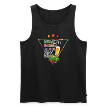 Bitte nicht schubsen ich habe Bier in der Hand - Männer Premium Bio Tank Top - Schwarz - Vorne - Michal (187cm)
