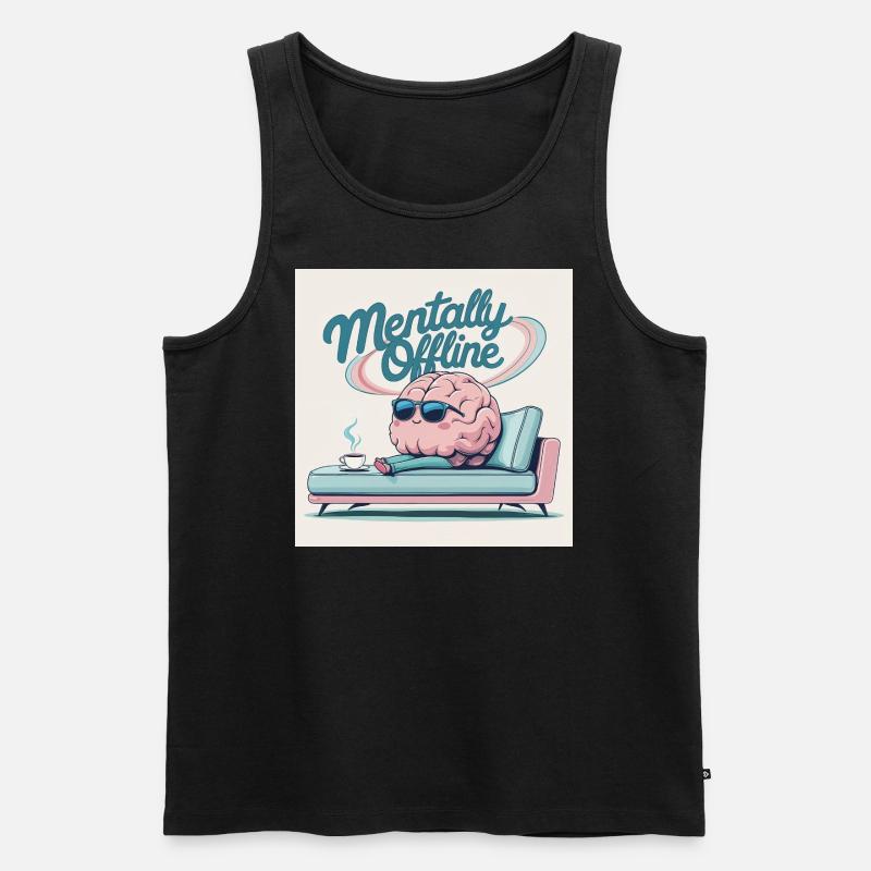 Mentally Offline – Brain on Break - Männer Premium Bio Tank Top - Schwarz