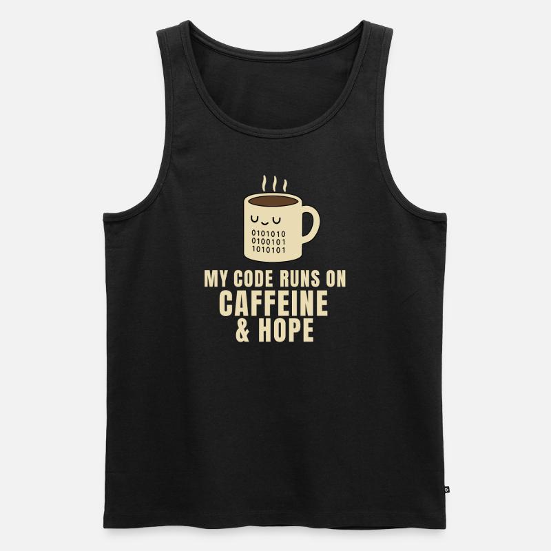 Caffeine & Code – Dev Life Shirt - Männer Premium Bio Tank Top - Schwarz