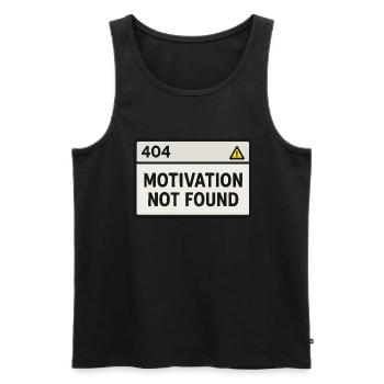 404 Motivation not found – Nerd-Design - Männer Premium Bio Tank Top - Schwarz - Vorne - AI Model Male 178 light (178cm)