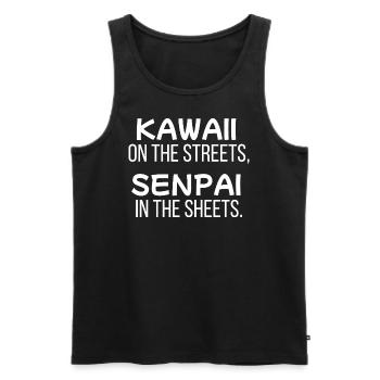 Kawaii on the Streets, Senpai in the Sheets - Men's Premium Organic Tank Top - black - Front - AI Model Male 178 light (178cm)