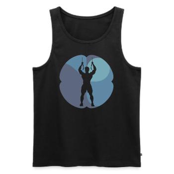 Fitness Gym Cardio - Débardeur bio Premium Homme - noir - Devant - Michal (187cm)