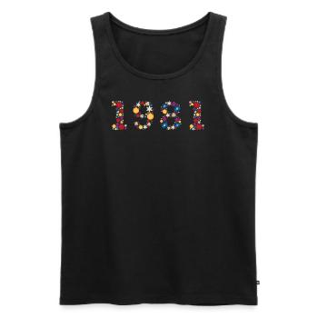 Fleurs 1981 - Débardeur bio Premium Homme - noir - Devant - AI Model Male 178 light (178cm)