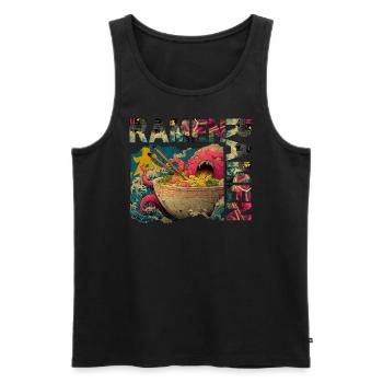 RAMEN KRAKEN - Débardeur bio Premium Homme - noir - Devant - AI Model Male 178 light (178cm)