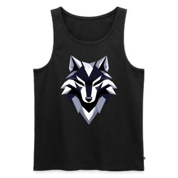 Wolf Low Poly Logo Design - Männer Premium Bio Tank Top - Schwarz - Vorne - Michal (187cm)