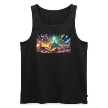 Ferne Welt - Männer Premium Bio Tank Top - Schwarz - Vorne - AI Model Male 178 light (178cm)