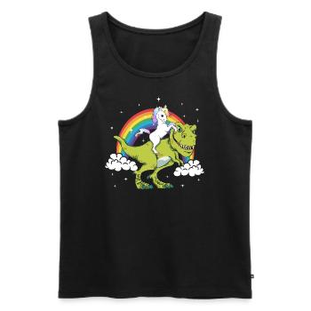Licorne Fantasy Dinosaure Tyrannosaurus T-Rex - Débardeur bio Premium Homme - noir - Devant - AI Model Male 178 light (178cm)