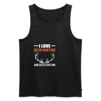 Cadeau chasseur de cerfs de chasse à la bière - Débardeur bio Premium Homme - noir - Devant - Michal (187cm)