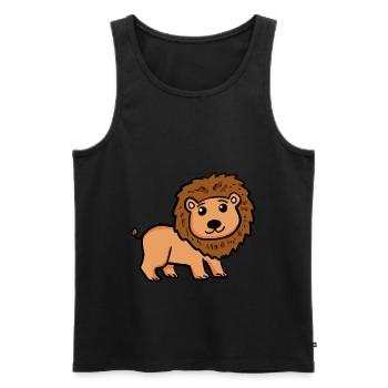 Lion doux pour enfants - Lion doux pour bébés - Débardeur bio Premium Homme - noir - Devant - AI Model Male 178 light (178cm)