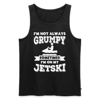 Ich bin nicht immer mürrisch, manchmal bin ich auf meinem Jetski - Männer Premium Bio Tank Top - Schwarz - Vorne - Michal (187cm)