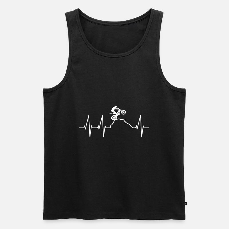 Trial Motorcycle Trials Heartbeat - Männer Premium Bio Tank Top - Schwarz