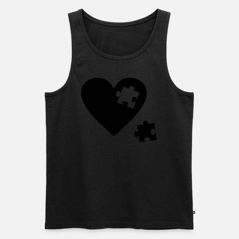 cuore Puzzle - Canottiera ecologica premium da uomo - nero