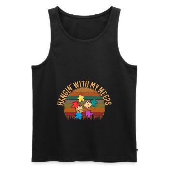 Hanging With My Meeps, funny board game - Men's Premium Organic Tank Top - black - Front - AI Model Male 178 light (178cm)