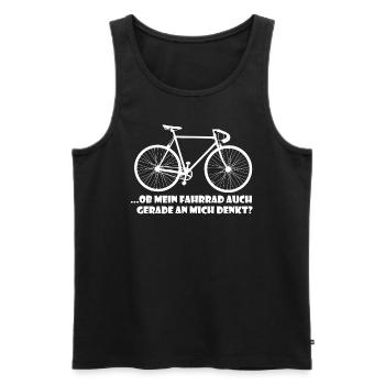 OB MEIN FAHRRAD AUCH GERADE AN MICH DENKT? - Männer Premium Bio Tank Top - Schwarz - Vorne - Michal (187cm)