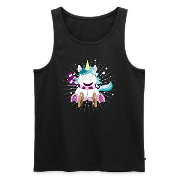 Einhorn auf Schlitten Weihnachten - Männer Premium Bio Tank Top - Schwarz - Vorne - Michal (187cm)