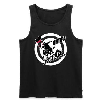 Antifa on Wheels - Débardeur bio Premium Homme - noir - Devant - AI Model Male 178 light (178cm)