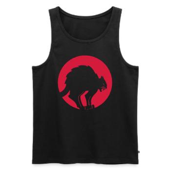 Black Cat - Schwarze Katze auf Rot - Männer Premium Bio Tank Top - Schwarz - Vorne - AI Model Male 178 light (178cm)