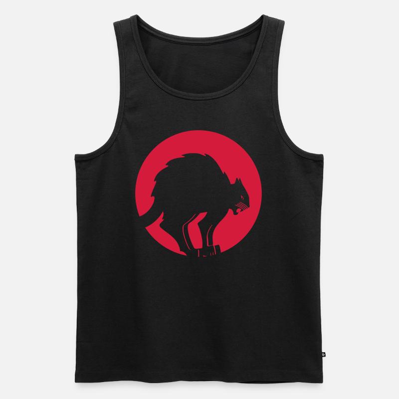 Black Cat - Schwarze Katze auf Rot - Männer Premium Bio Tank Top - Schwarz