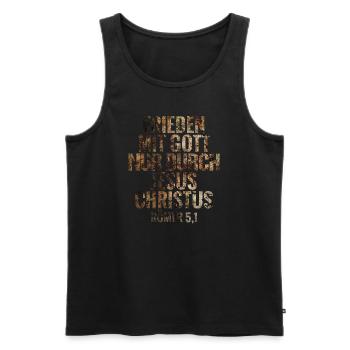 Frieden mit Gott nur durch Jesus Christus - Männer Premium Bio Tank Top - Schwarz - Vorne - Michal (187cm)