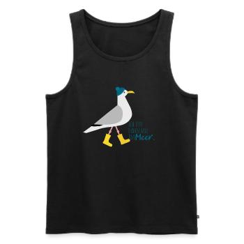 Ich bin dann mal am Meer | Möwe - Männer Premium Bio Tank Top - Schwarz - Vorne - AI Model Male 178 light (178cm)