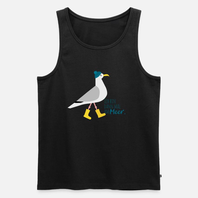 Ich bin dann mal am Meer | Möwe - Männer Premium Bio Tank Top - Schwarz