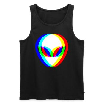 Alien Head Trippy Techno DJ Raver Glitch - Men's Premium Organic Tank Top - black - Front - AI Model Male 178 light (178cm)