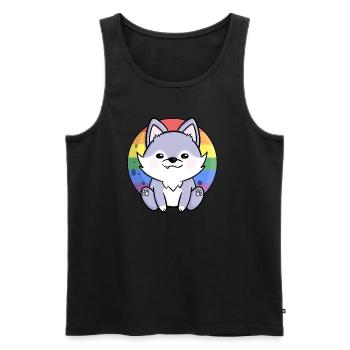 Sweet Wolf Dog Gay Queer Flag Flag LGBTQ Moon - Men's Premium Organic Tank Top - black - Front - AI Model Male 178 light (178cm)