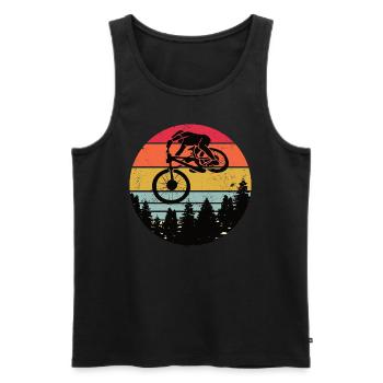 Rétro Downhill Mountainbiker Motif vintage - Débardeur bio Premium Homme - noir - Devant - AI Model Male 178 light (178cm)