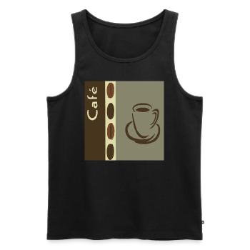 Kaffeebohnen Muster / Kaffee-Collage als Wanddeko - Männer Premium Bio Tank Top - Schwarz - Vorne - AI Model Male 178 light (178cm)
