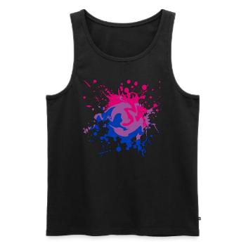 LGBTQ+ bi splatter design - Männer Premium Bio Tank Top - Schwarz - Vorne - AI Model Male 178 light (178cm)