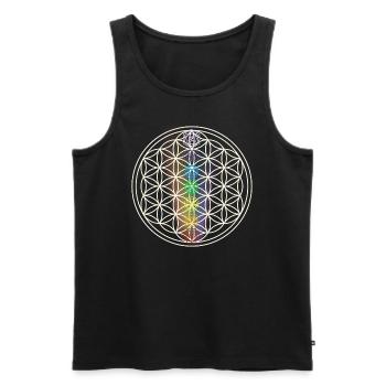 chakra rainbow yoga symbol life flower - Men's Premium Organic Tank Top - black - Front - Michal (187cm)
