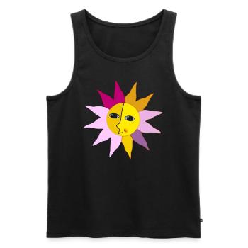 Sun Rays Moon Face Moment Happiness hygge - Men's Premium Organic Tank Top - black - Front - AI Model Male 178 light (178cm)