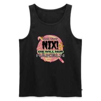 Die Tut Nix Die Will Nur Häkeln Orange Gelb neon - Männer Premium Bio Tank Top - Schwarz - Vorne - AI Model Male 178 light (178cm)