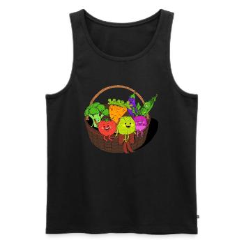 Panier de légumes - Débardeur bio Premium Homme - noir - Devant - AI Model Male 178 light (178cm)