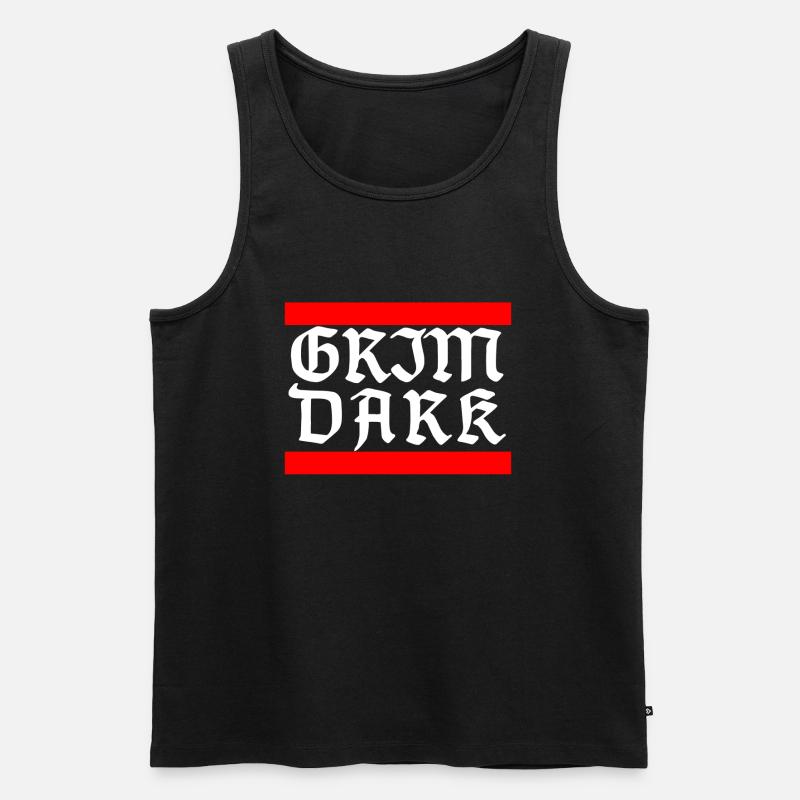 GRIMDARK white letters - Männer Premium Bio Tank Top - Schwarz