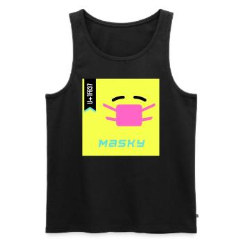 Emoji Day 2022 - Emoji Masky - Design B - Men's Premium Organic Tank Top - black - Front - AI Model Male 178 light (178cm)